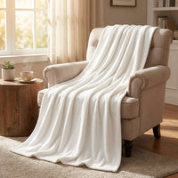 Easter Throw Blanket Warm White Flannel Blanket Motif Throw Blanket for Families, Adults, Lounging, Living Room, Bedroom, Holiday Decoration