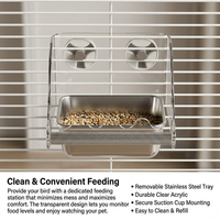 Bird Feeder Water Dispenser Set for Parakeets, Automatic Cage Feeder with Perch, Transparent Bird Feeder Water Dispenser for Cockatiels, Budgies