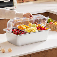 Transparent Hinged Lid Pastry Cover Particle-Resistant Buffet Display Cover Buffet Food Protector Dustproof Clear Food Pan Lid