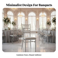Silver Chiavari Chair Bamboodesign Frame Banquet Seating Electroplated Finish Lightweight for Restaurant Owners, Special Events