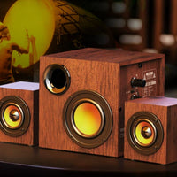 Desktop Speaker System Wooden Speaker System with Subwoofer Compact Multimedia Speakers for Students, Gaming Aficionados, Office, Bedroom