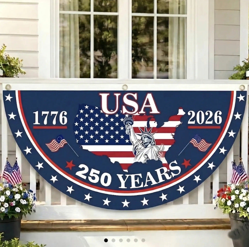 美国250周年纪念旗半圆形扇形旗America 250th 庭院户外装饰挂旗