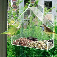 Acrylic Bird Feeder Easy to Install Transparent Window Bird Feeder for Garden