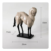 Standing Horse Resin Statue Horse Sculpture with Base Shiny Decor for Living Room, Entryway, Study
