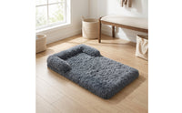Three-Fold Pet Mat Padded Soft-Pile Dog Mat with Raised Edge Soft Foldable Pet Bed for Pets, Dogs, Indoor, Floor, Sofa