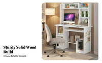 Writing Desk with Bookshelf Multi-functional Office Desk with Storage Shelves Wide Desktop Study Table for Students Suitable for Home Dormitory Bedroom