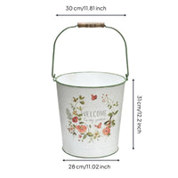 Flower Pail with Handle Farmhouse Metal Floral Pail Vintage Storage for Gardeners, Patio, Entryway