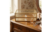 Vintage Jewelry Box with Drawers Transparent Glass Jewelry Box Compact Shockproof for Dresser