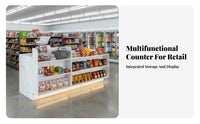 Retail out Counter Versatile Use Retail Counter with Display Shelves Sturdy Construction Convenience Store Wrap for Retailers, Lobby, Office