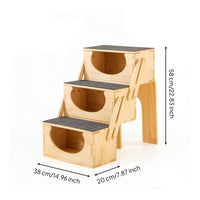Pet Stair with Side Panels Solid Wood Furniture Space-Saving for Indoor, Cats