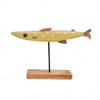 Wooden Fishes Ornament Handcrafted Fishes Figurine with Stand Carved Decor for Art Collectors, Bookshelf, Office Desk