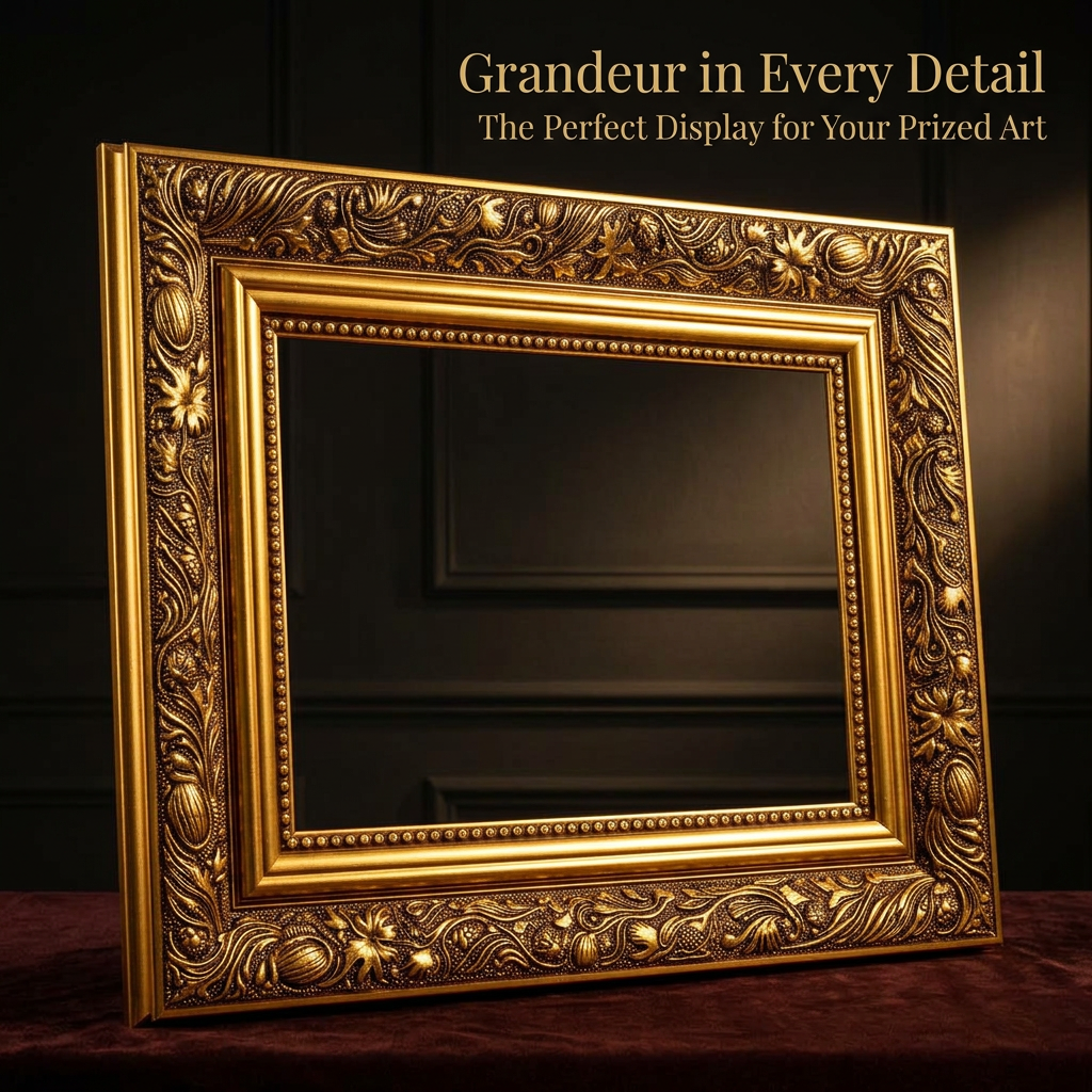 Ornate Vintage Wood Design Picture Frame, European Classical Wood Photo Frame, Solid Wood Ornate Picture Frame, Vintage A4 Photo Frame Ornate Gold