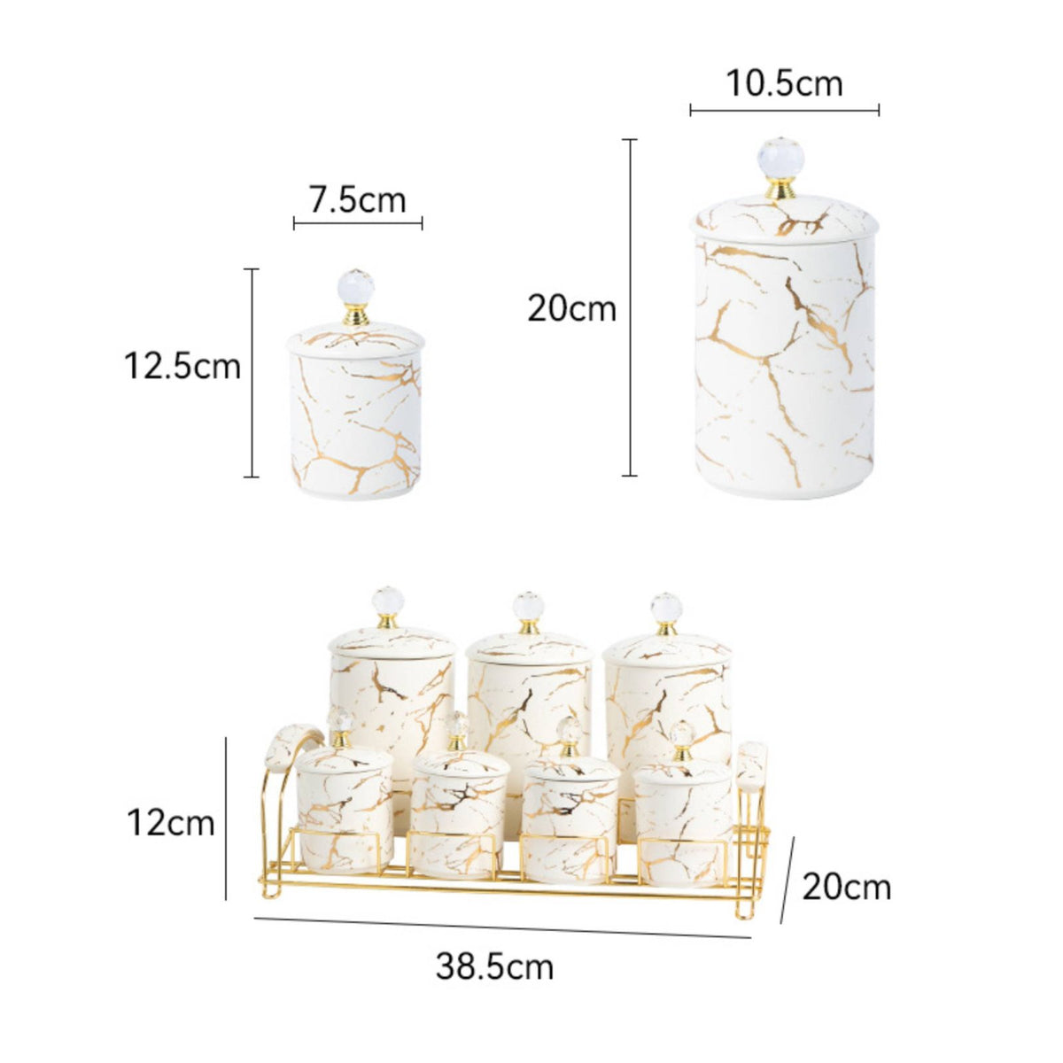 7 Pieces Kitchen Canister Set Easy to Clean Sealed Storage Canisters Glossy Finish Ceramic Canister
