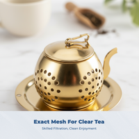 Tea Infuser Gold Color Finish Locking Spice Basket Rust-Resistant Reusable Design for Seniors, Travel, Office, Meal Preparation