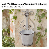 Rust-Brown Accents Heart Scrollwork Planter Iron Flower Pot Holder Decorative