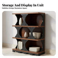 Multi-Tier Shelving Unit Large Capacity 3-Tier Shelf with Curved Dividers Thickened Shelves Sturdy Construction for Home Library