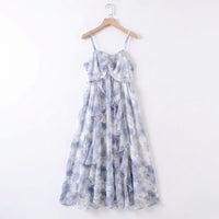 Wedding Guest Dress and Jacket Set for Women with Floral Print, Plus Size Backless Ruffle Two Piece with Cardigan, Extended Sizing