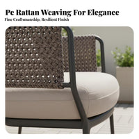 Woven Patio Armchair Nordic Design paded Patio Armchair Includes pad Deep Seating for Homeowners, Hotel Owners, Balcony