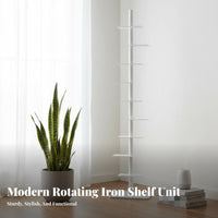 Rotating Bookshelf Unit Modern Industrial Design Vertical Rotating Shelf
