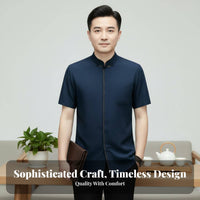 Tang Suit Shirt, Chinese Style, Lightweight Summer, Stand Collar, Men's Casual Top