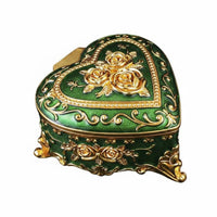 roses Pattern Jewelry Box European Style Heart Jewelry Box Gold Trim Home Decor for Dressing Table