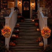 Burlap Pumpkin Wreath with Lights