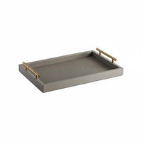 Leather Tray Easy to Carry Rectangular Tray with Handles High Edges Home Storage for Living Room