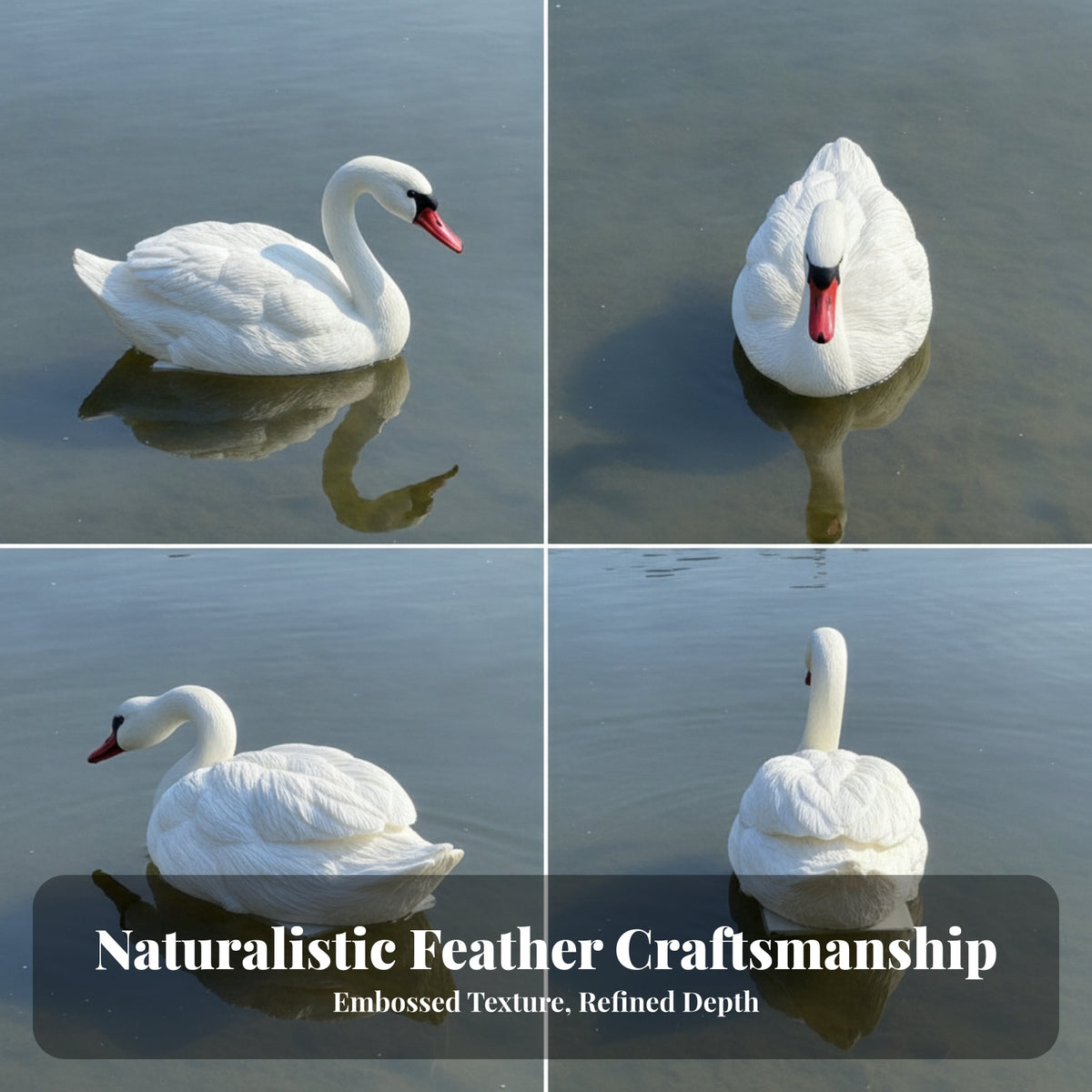 Decorative Buoyant Swan | PE, Molded Feather Texture, Swan Figure, for Garden