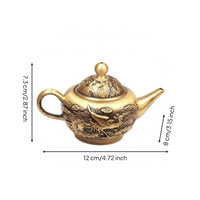 Vintage Brass Teapot Auspicious Gift Dragon Bird Teapot Home Decor