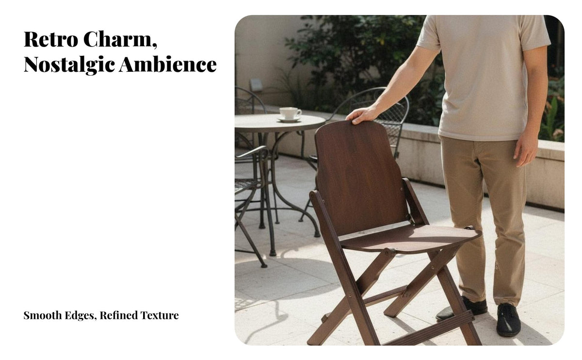 Space-Saving Foldable Dining Chair Sturdy and Stable Retro Dining Chair Portable Seating for Apartment Dwellers, Design Enthusiasts, Balcony, Garden, Outdoor, Events