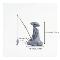 Mini Fisherman Figurine Small Fisherman Statue Rustic Miniature Landscape Decor Asian Zen for Gardeners