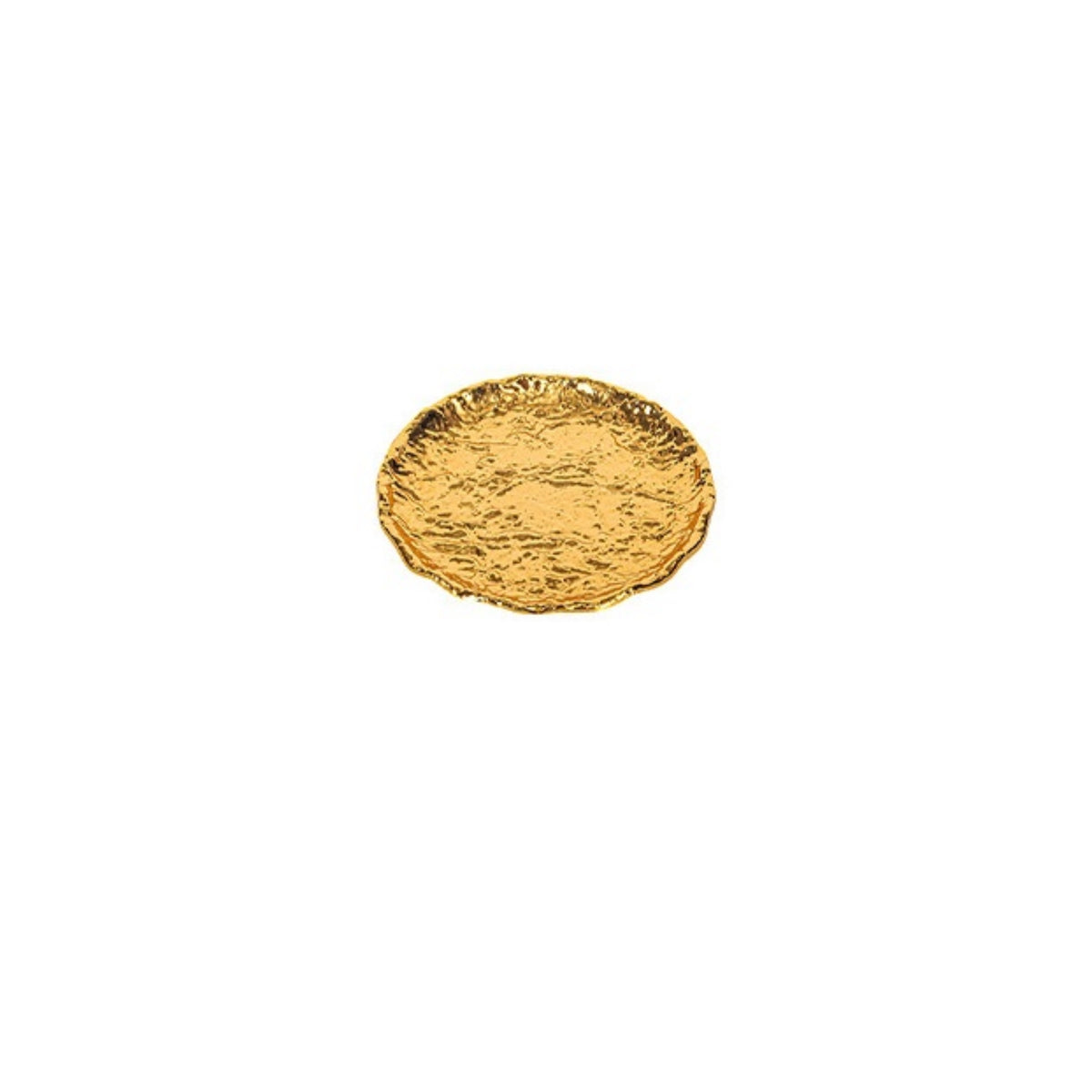 Round Metal Tray with Gold Finish Luxurious Hammered Metal Tray Modern Serving Platter Portable for Home Decorators, Coffee Table