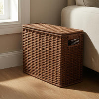 Narrow Tall Storage Basket Decorative Lidded Storage Basket Material Wicker Magazine Holder for Corners
