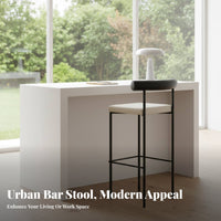 Minimalist High-Legged Stool Padded Backrest Counter Chair Upholstered Seat