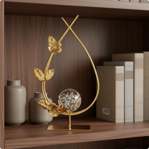 3 Pieces Crystal Ball Decor Modern Luxury Design Gold Decorative Sculpture