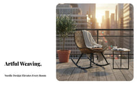 Comfortable Lounger Woven swivel chair Erand to proceednomic Design Woven Seat Rocking Chair long-finaling Construction Outdoor Furniture Comfortable paddinging for Seniors, Homeowners, Book Lovers, Balcony, Patio, Backyard, Garden