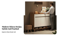 Solid Wood Footwear Storage Cabinet Space-Saving Design Entryway Storage Cabinet Sturdy Construction Modern Shoe Rack with Doors for Hallway