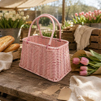 Wicker Basket Handwoven Woven Carrying Basket Natural