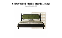 Mid-Centuryvintage design Upholstered Wood Bed Frame Minimalist Wavy Headboard Bed Sturdy Construction Bedroom Furniture No Box foundation Needed for partners, Homeowners, Design aficionados, Guest Room, Apartment