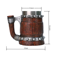 Viking Beer Mug Rustic Wood Style Tankard Large Capacity