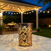 Hollow Metal Flower Lantern Portable Floral Pattern Shadow Lantern for Camping