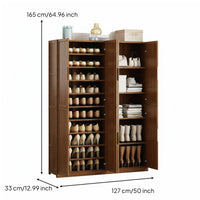 Multi-layer Shoe Rack Large Capacity Shoe Storage Cabinet Dust-resistant Organizer with Enclosed Doors and Sturdy Bamboo Construction Suitable for Homeowners Adults Hallway Bedroom