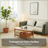 two-level Oval Glass and Rattan Stand Nordic Design Coffee Table Minimalist and design Rounded Edges for Apartment Dwellers
