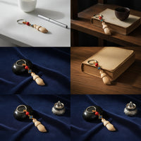 Keyring with Wooden Pendant Hand-Carved Acorn Pendant Cute for Car Keys, Handbag