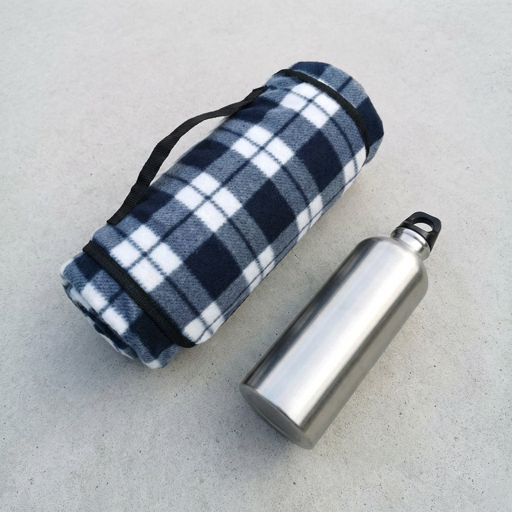 Picnic Blanket with Soft Fleece Blanket Top for Camping Mat, Waterproof Picnic Blanket for Garden Mats Outdoor Waterproof, 130cm*150cm, Rolled