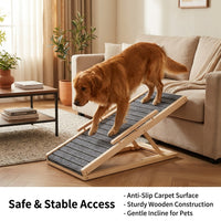 Dog Ramp for Sofa and Bed with Adjustable Height for Small Pets, Wooden Steps for Living Room and Bedside, Foldable Stairs with Sturdy Support