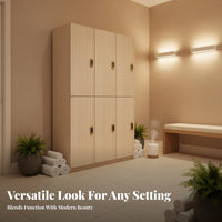 Lockable Wooden Locker Unit Large Capacity Changing Room Cabinet with Lock Heavy-Duty Multi-Door Storage Locker Realistic Wood Grain for Employees, Students, Clients, Gym, Bathroom, Office, School