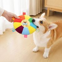 Squeaky Dog Flying Disc, 15cm Multicolored Fabric Dog Training Toy, Interactive Pet Toy for Outdoor Playtime