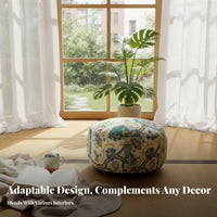Round serpentPrint Pouf Thick and Comfortable Mandala Pillow with fringe balls