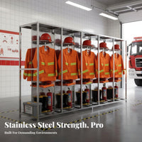Firefighter Uniform Rack Heavy-Duty Stainless Steel Turnout Gear Rack Accessible-Design Design Double-Sided Rotating Gear Stand